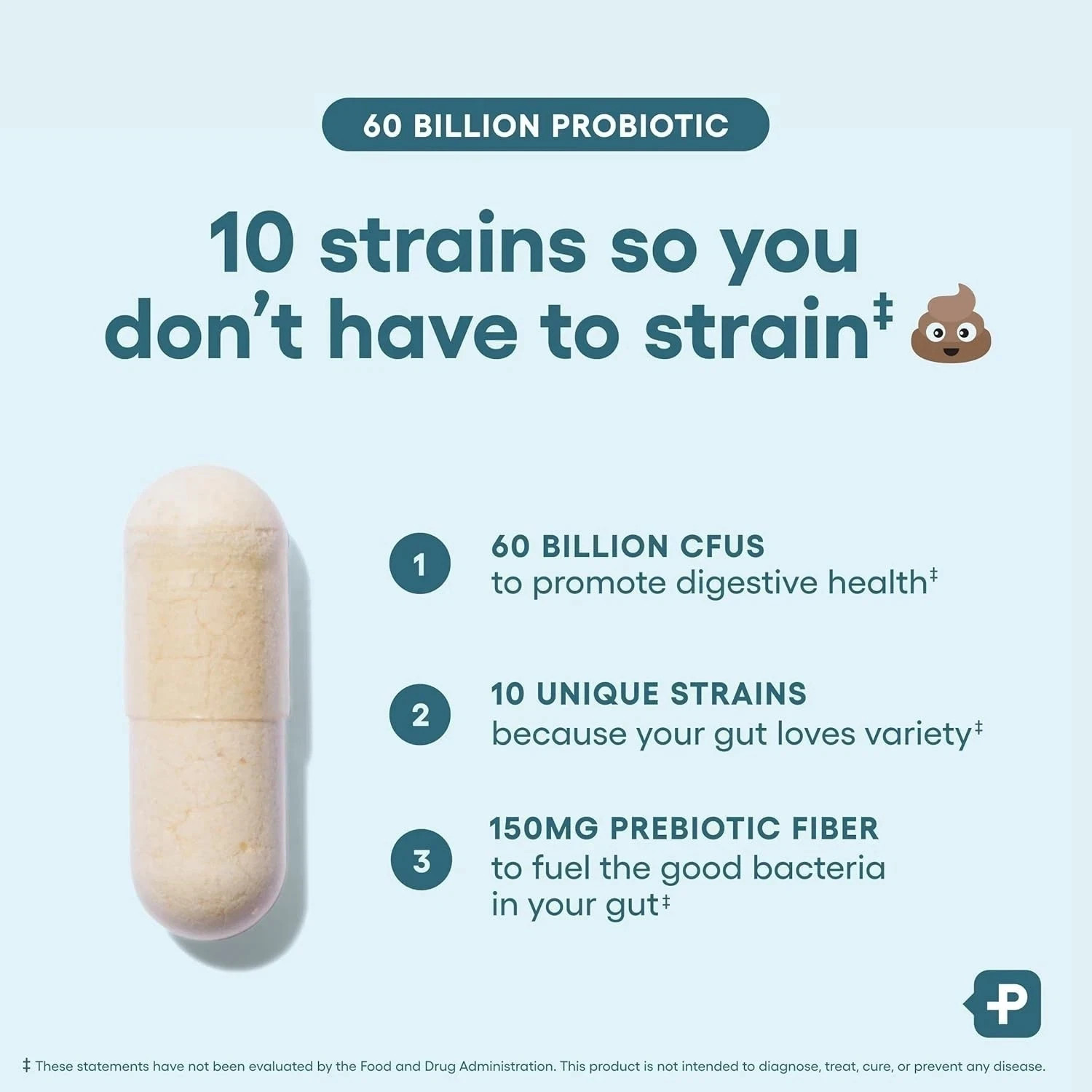 Physician’s Choice Probiotics 60 Billion CFU10 Strains + Organic Prebiotics Fres