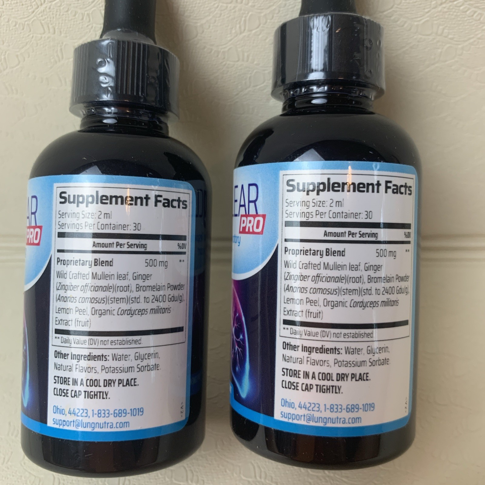 Lot of 2 – Lung Clear Pro Advanced Respiratory Support – 2 fl oz Each – EXP 6/26