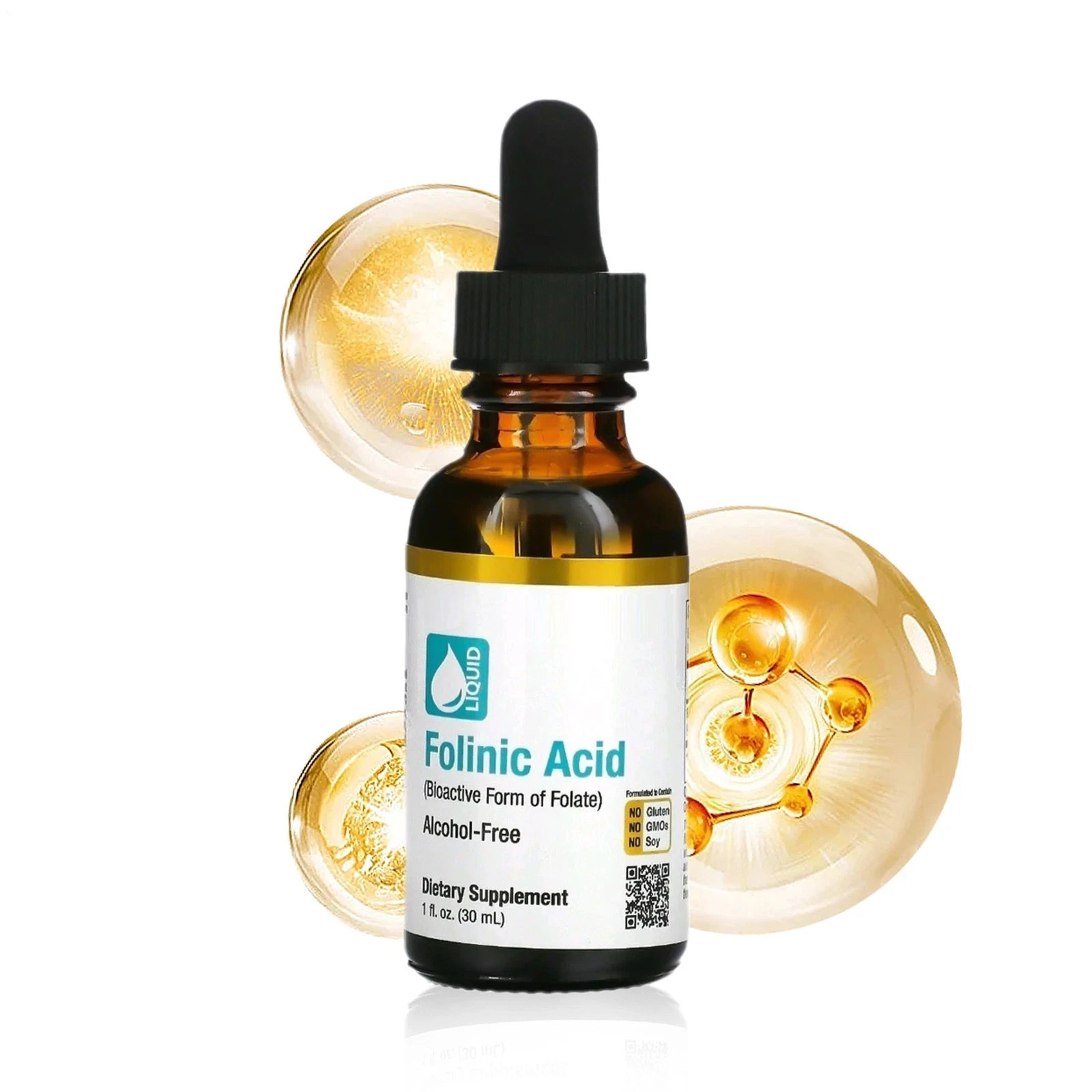 Folinic 2Pcs Acid Leucovorin Bioactive Form of Folate Alcohol Free 30ml/1 fl oz