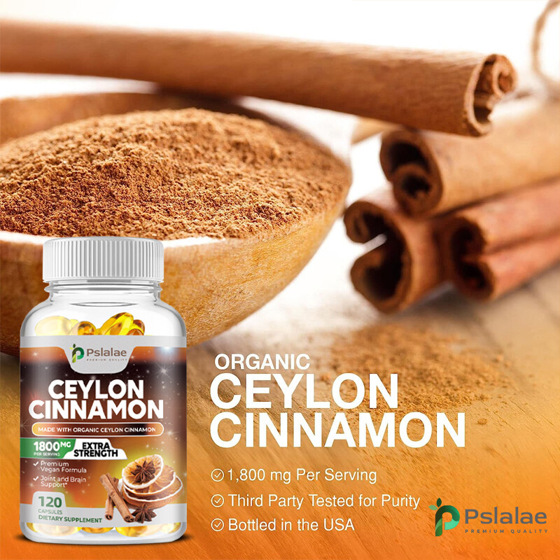 Organic Ceylon Cinnamon Capsules 1800mg – Highest Potency Blood Sugar Support