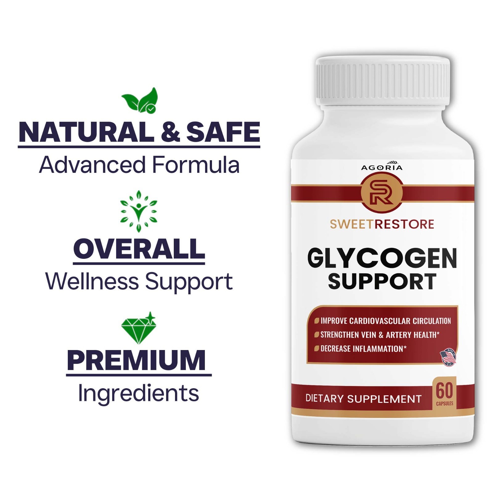 (1 PACK) Sweet Restore Glycogen Support Capsules, Joint Support (60 Capsules)