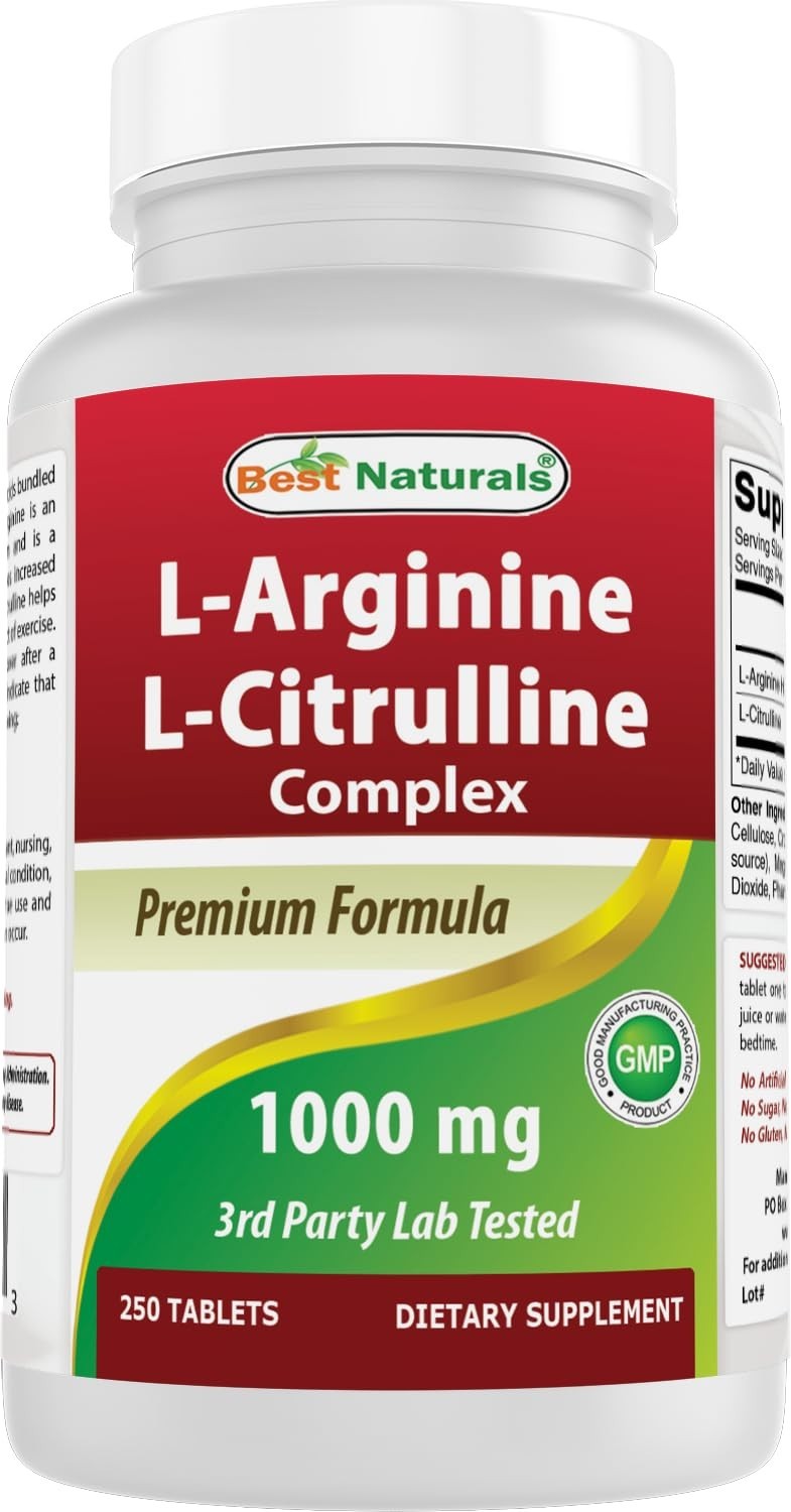 L-Arginine L-Citrulline Complex Tablets – 250 Count for Energy & Performance