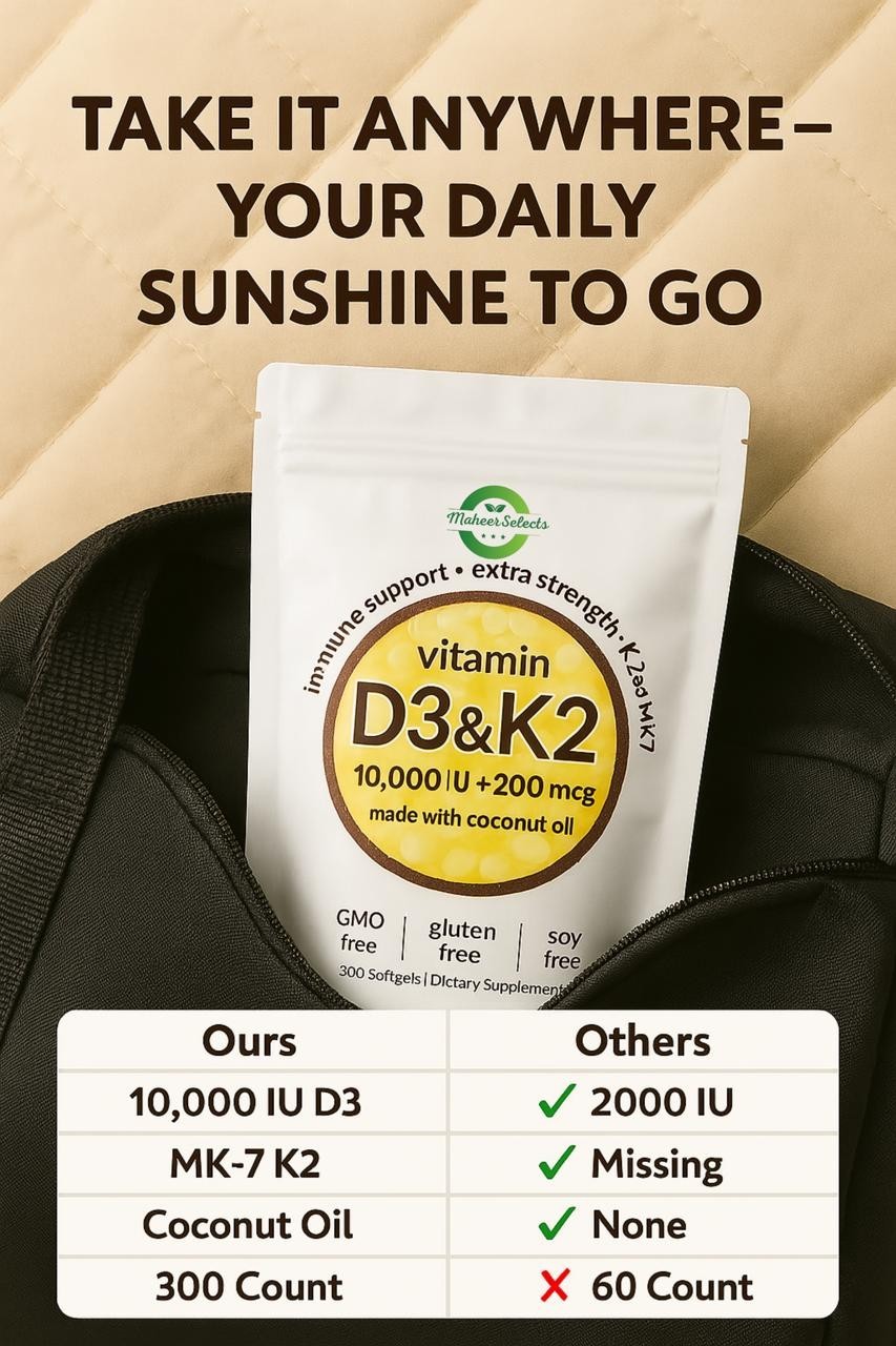Vitamin D3 10000 iu Plus K2 (MK-7) 200 mcg, 300 Virgin Coconut Oil Softgels