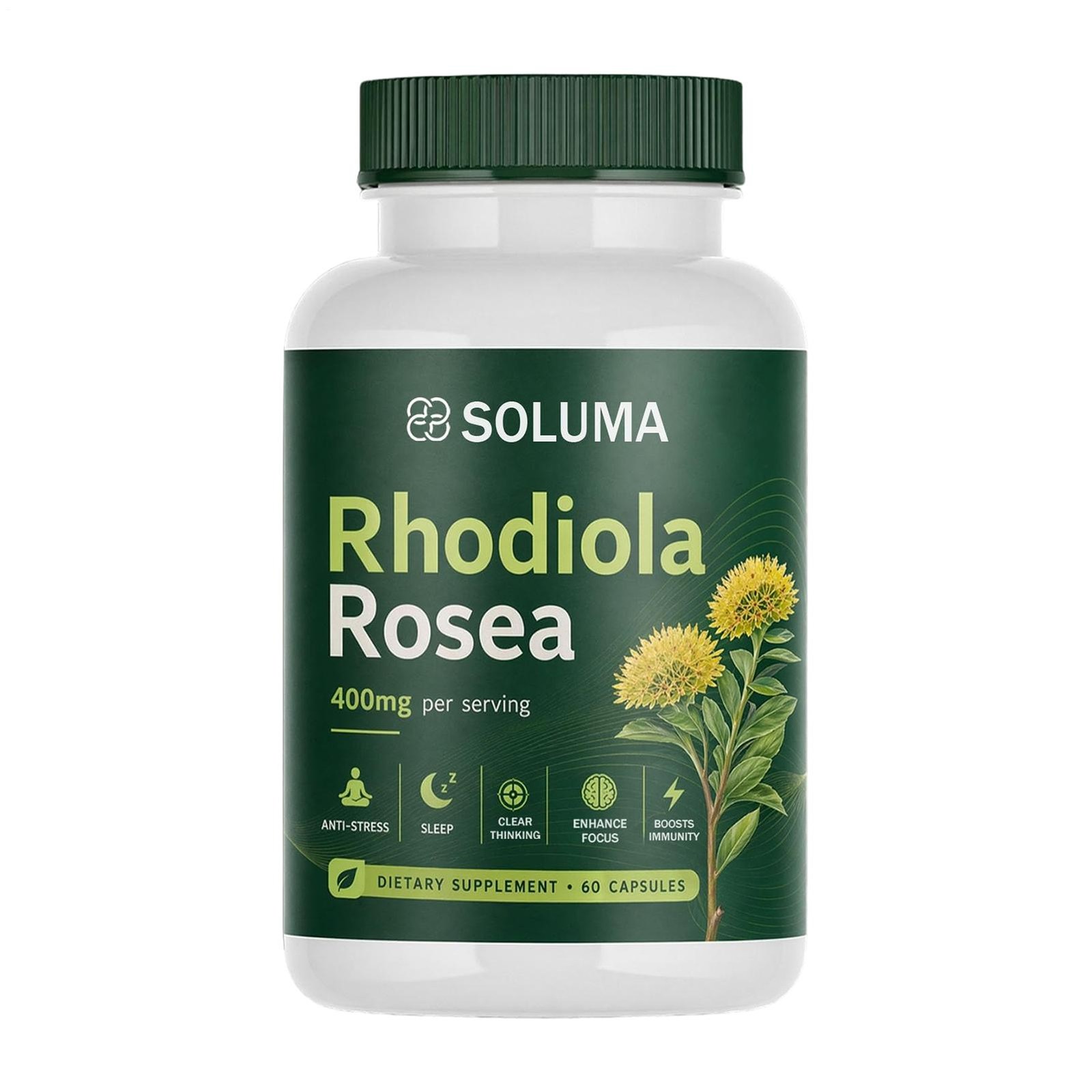 Rhodiola Rosea, 400mg Per Serving featuring Bioperine, Organic Natural