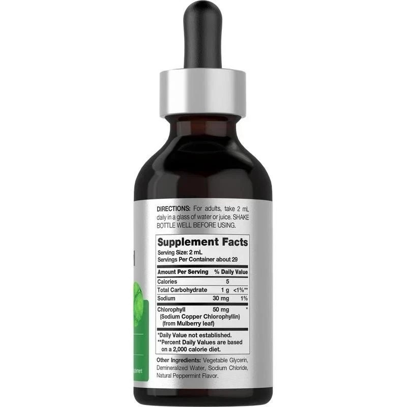 Non-GMO, Liquid Chlorophyll Drops 2 oz by Horbaach, Natural Peppermint Flavor