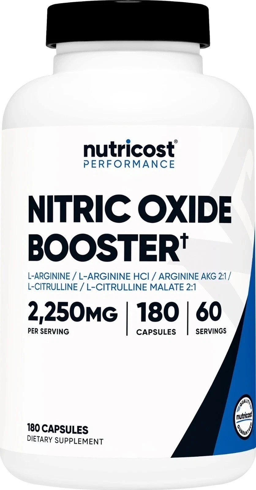 Nutricost Nitric Oxide Booster 2250mg, 180 Capsules – 750mg – 60 Servings