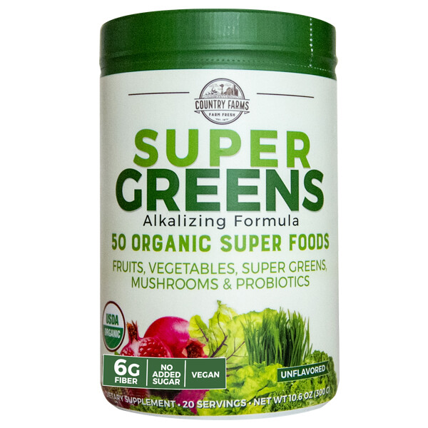 Country Farms Super Greens Organic Whole Food Supplement Natural Flavor 10.6oz