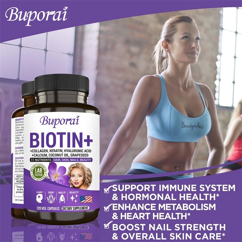 Biotin 120pcs, Anti-aging, Promotes Collagen Production, Reduces fine lines