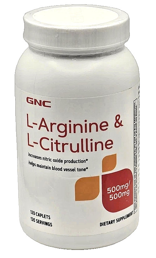 Sealed GNC L-Arginine & L-Citrulline 500mg 120 Caplets