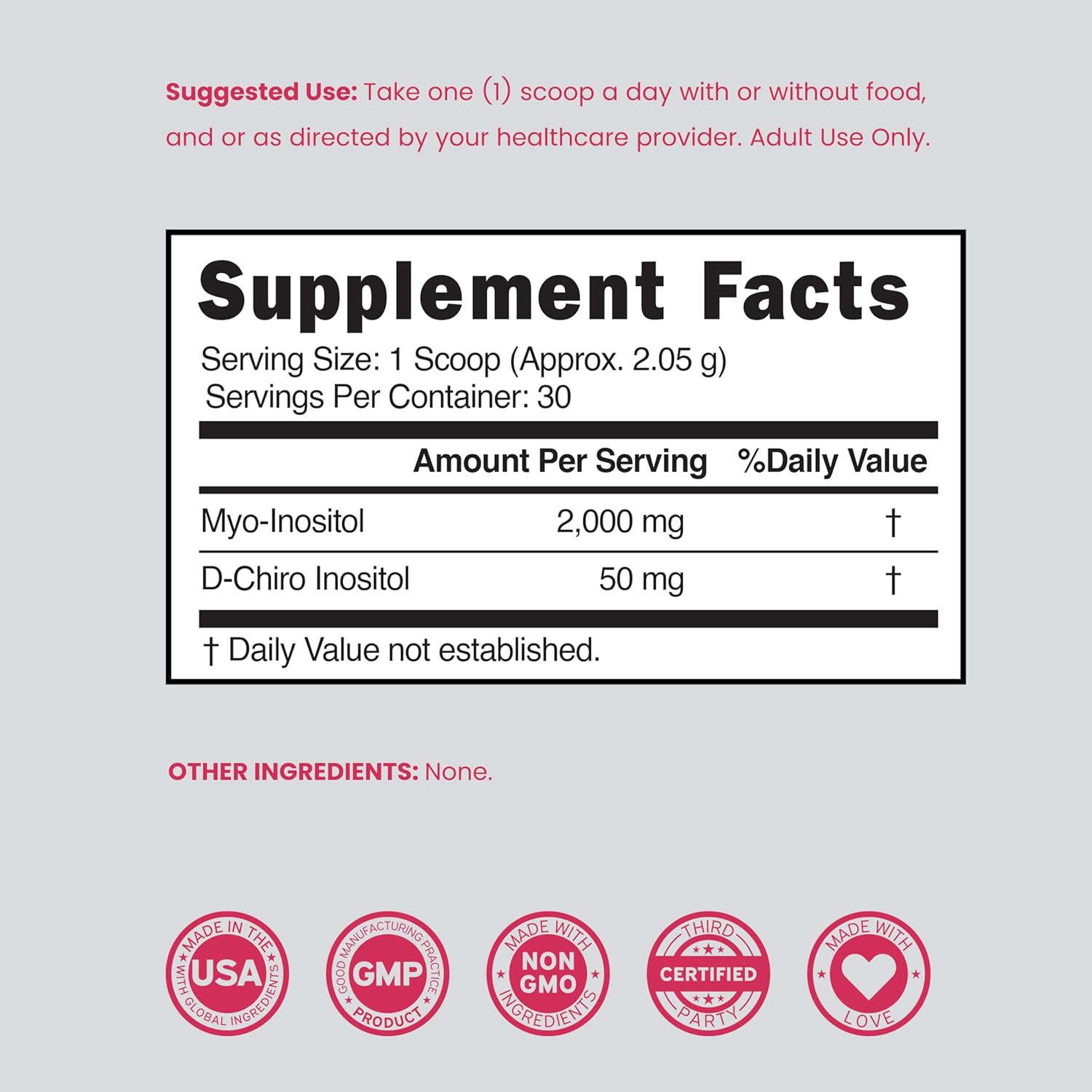 Myo-Inositol & D-Chiro Inositol Supplement Powder (2050Mg per Serving Ideal 40:1