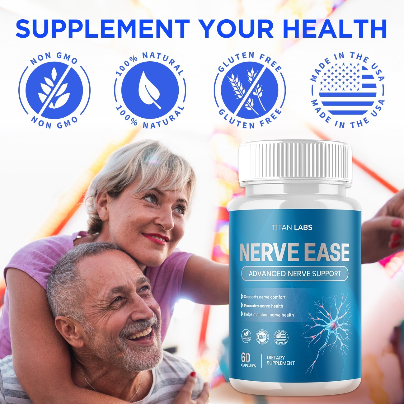 (5 Pack) Nerve Ease Nootropic Nerve Support Max Supplement NerveEase 300 Capsule