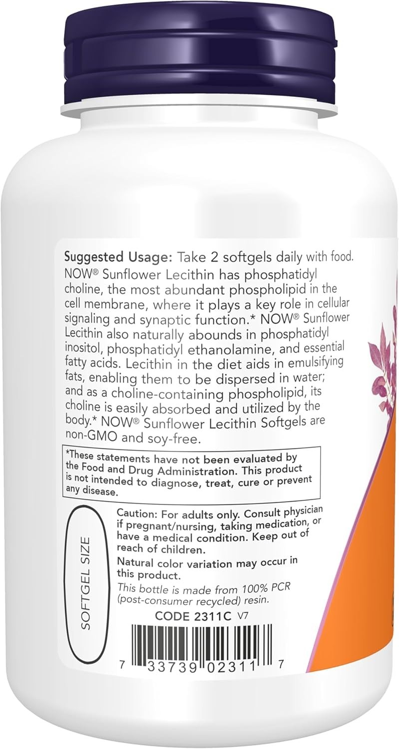 Supplements, Sunflower Lecithin 1200 Mg with Phosphatidyl Choline, 100 Softgels