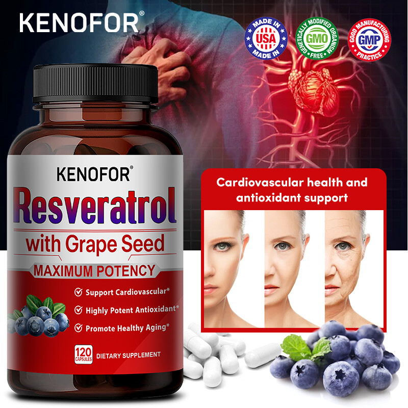Resveratrol with Grape Seed-Supports Heart Health Anti-Aging DIETARY support USA