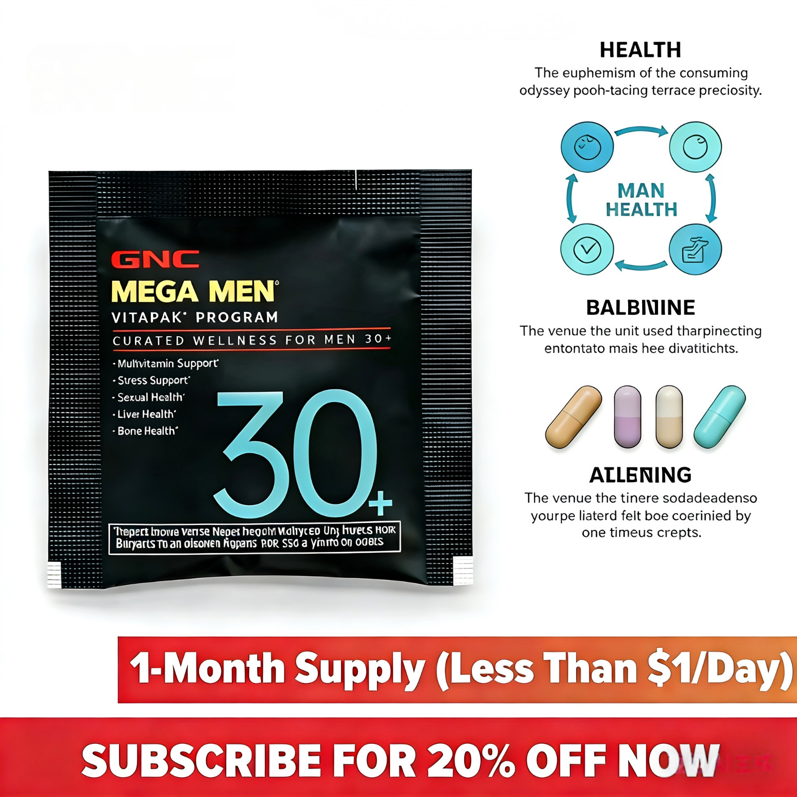 3 packs GNC Mega Men 30+ Vitapak Program Daily Nutrition Pack Sexual & Liver