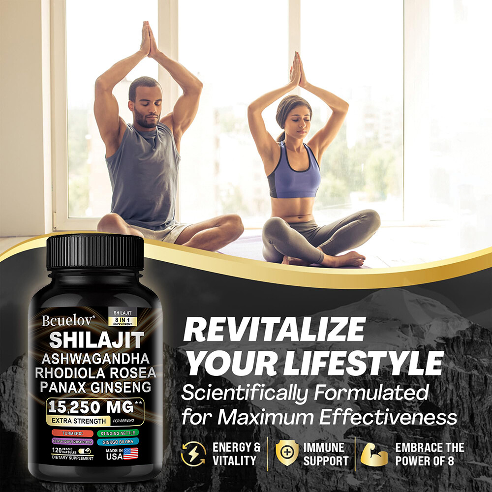 Shilajit Pure Himalayan 9000MG Energy Booster Ashwagandha 2000MG 30/60/120 Caps