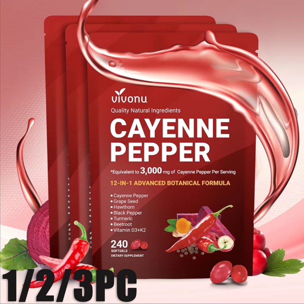 Pepper Cayenne Softgels Supplement, Supports Leg Vein, 240 Softgels /1Bag