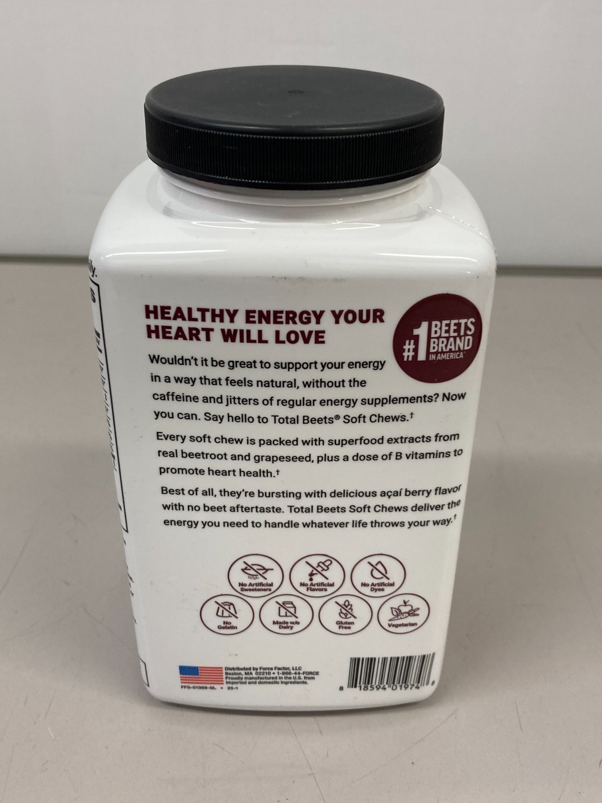 Force Factor Total Beets Soft Chews 90 Ct Acai Berry Heart Energy – 818594019748