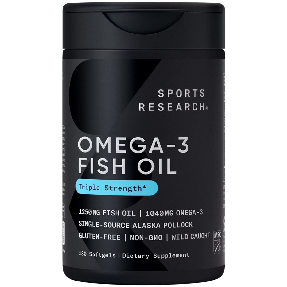 Triple Strength Omega 3 Fish Oil Burpless Supplement EPA DHA Fatty Acids 180 ct