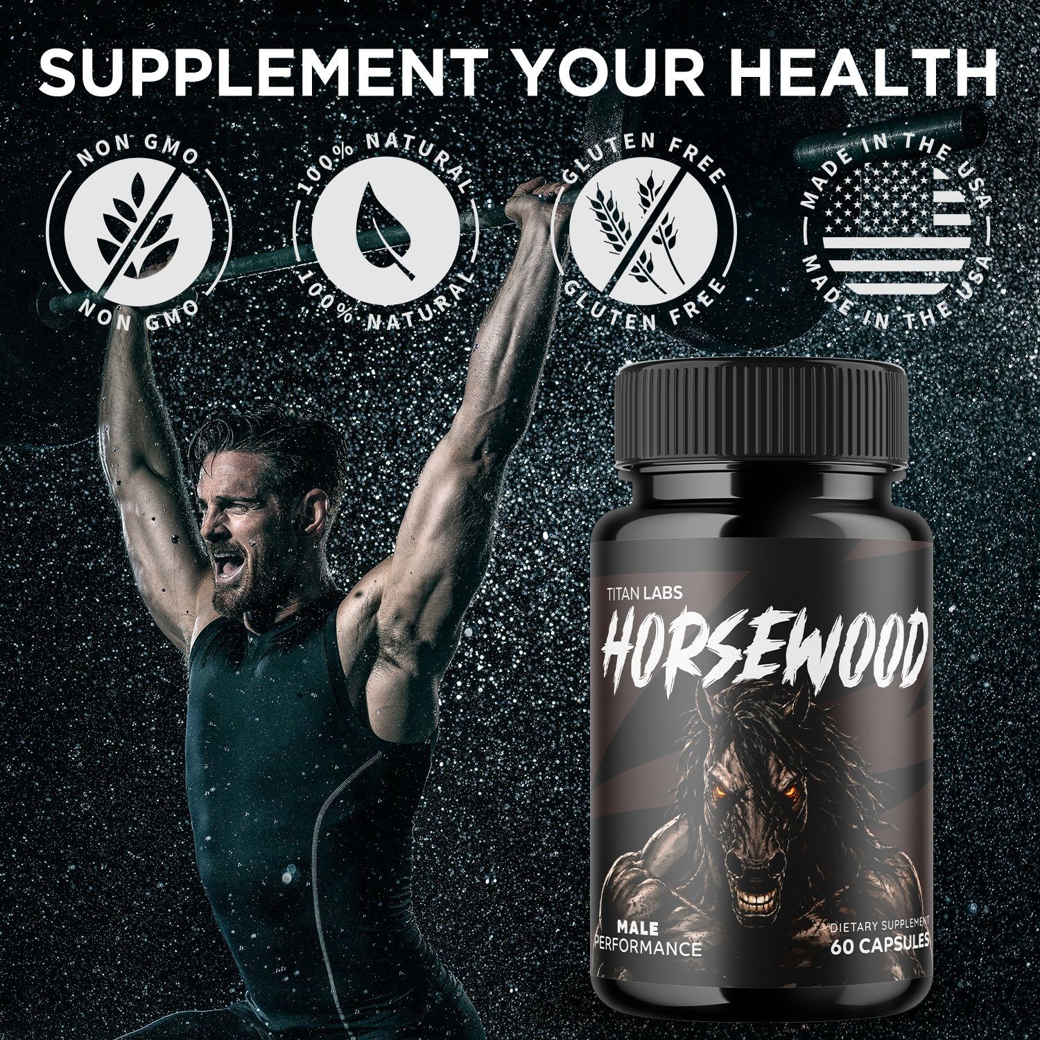 (1 Pack) Horsewood Advanced Male Health Support Formula Horse Wood 60 Capsules