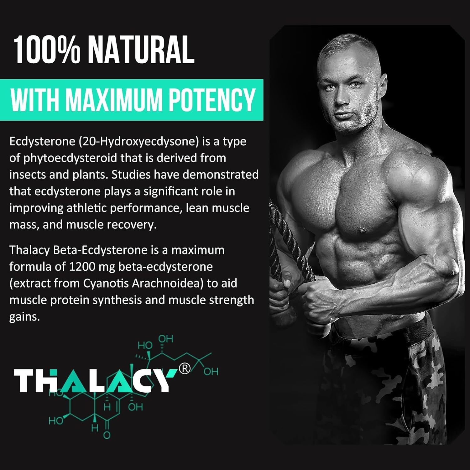 1200MG Beta Ecdysterone Supplement, 98% Maximum Purity Ecdysterone Supplements f