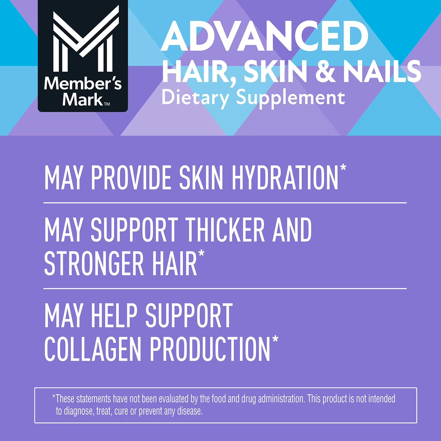 Member’s Mark Advanced Hair Skin Nails Softgels 120ct Biotin New Sealed