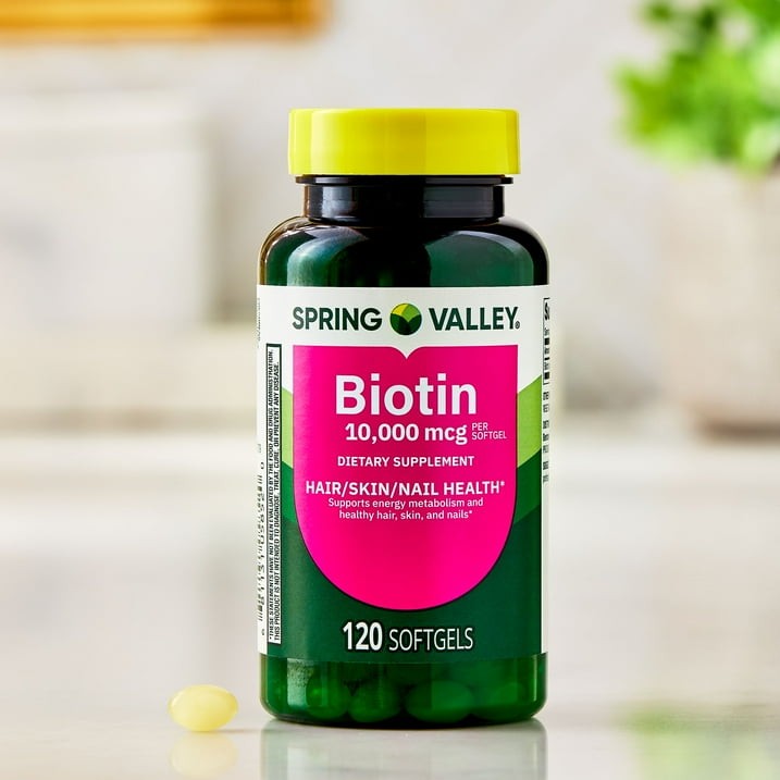 3 Pack Spring Valley Biotin Softgels 10000 mcg Hair Skin Nails 120 Count
