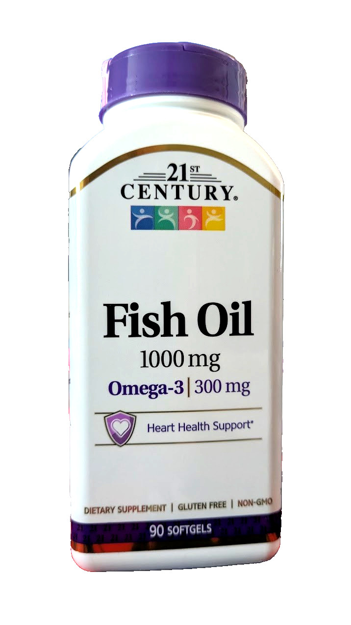 Fish Oil Omega-3 1000 mg 21st Century Heart Health Softgels Two(2) bottles of 90