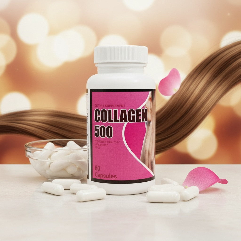 Collagen 500 mg Capsules Skin Hair Nails Support 60 Capsules Anti Aging Unisex