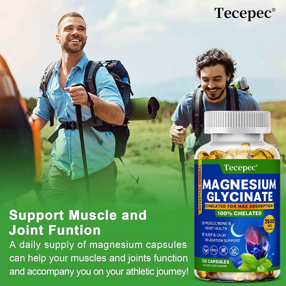 Magnesium Glycinate 2500mg Support Healthy Brain Muscle Joint 30/60/120 Capsules