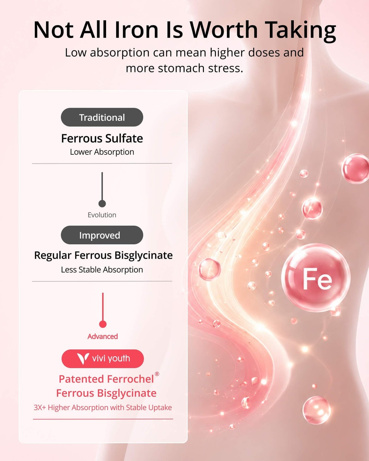 Gentle Iron Supplement for Women, Ferrochel® 90 Count (Pack of 1) Vegan