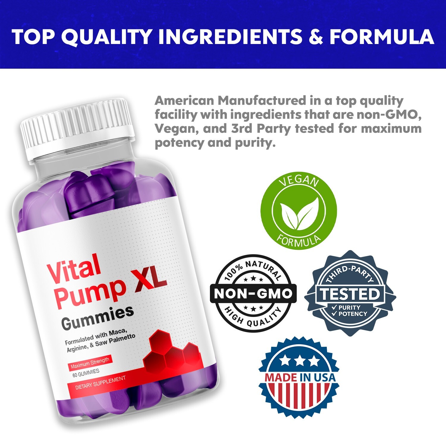 Vital Pump XL Gummies for Men Maximum Strength Vitamin Supplement 180 Gummies