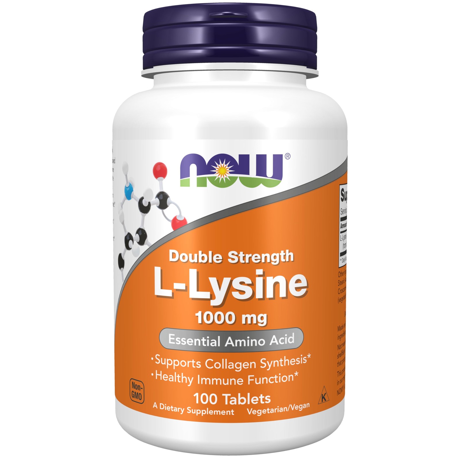 NOW Foods Supplements, (L-Lysine Hydrochloride) 100 Count (Pack of 1), Cream