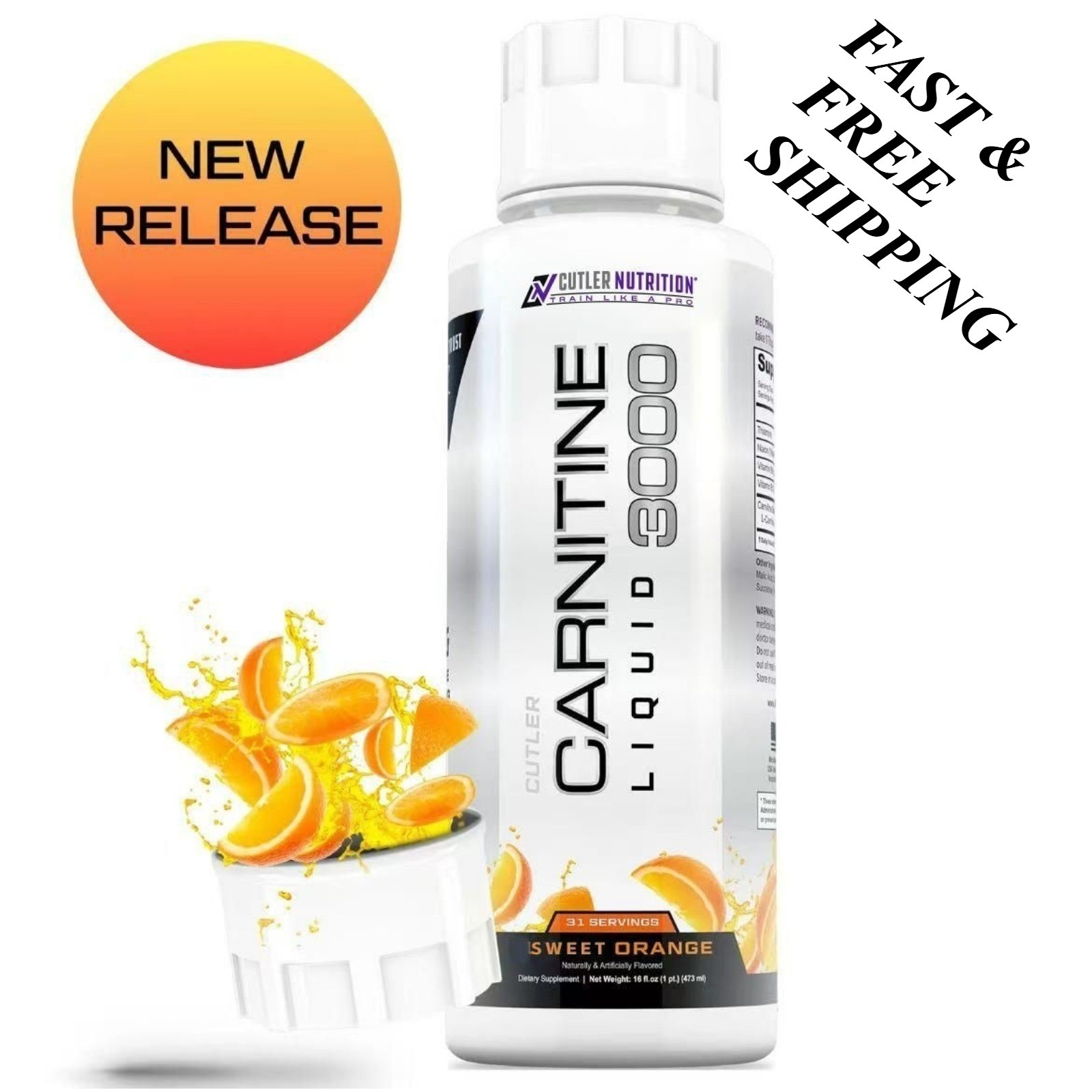NEW Cutler Nutrition Liquid Carnitine 3000 for Energy and Recovery- sweet orange