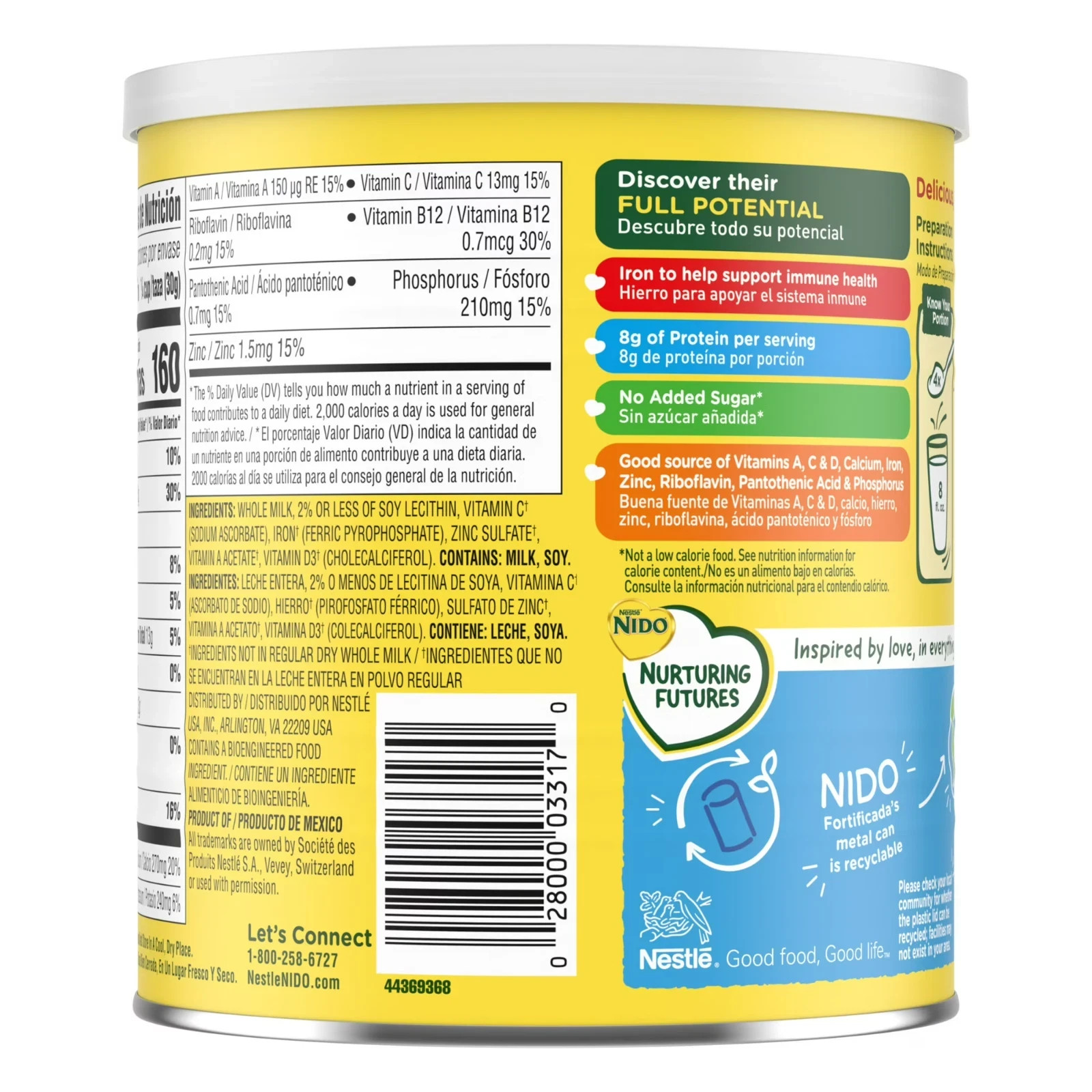 NIDO Fortificada Dry Whole Milk Powder with Vitamins A, C, D, Iron & Calcium,…