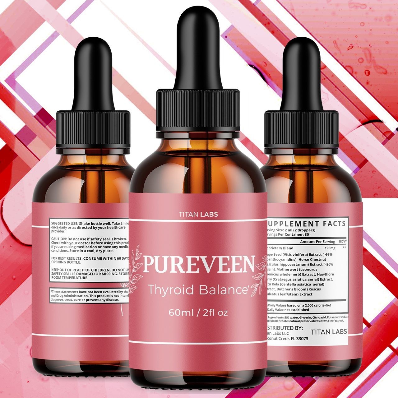 (1 Pack) Pureveen Drops Advanced Health & Fitness Formula Pure Veen 30 Servings