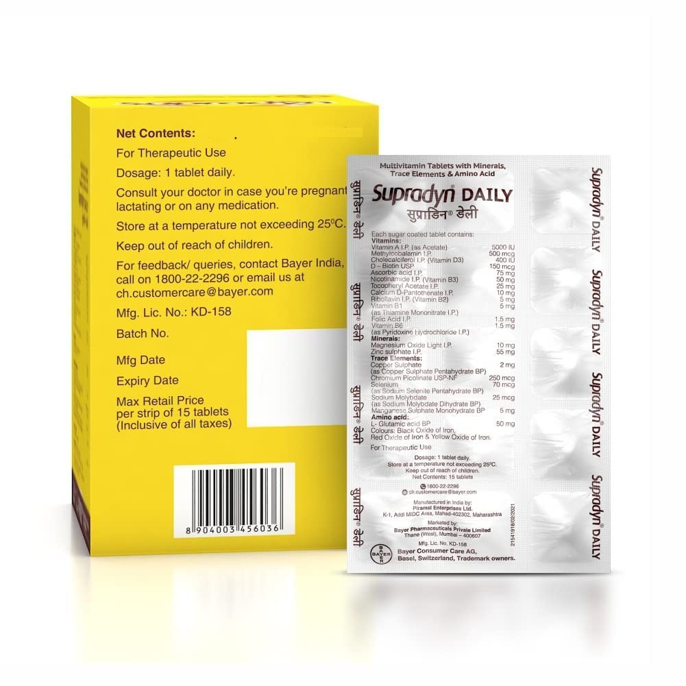 Supradyn Daily Multivitamin 30 Tablets for Unisex | Daily Immunity and 2X Energy