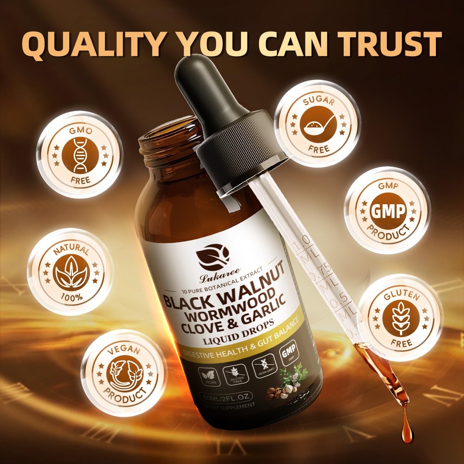 Gut Detox Tincture – Wormwood, Black Walnut, Clove, Garlic & Pumpkin Seeds, 10:1