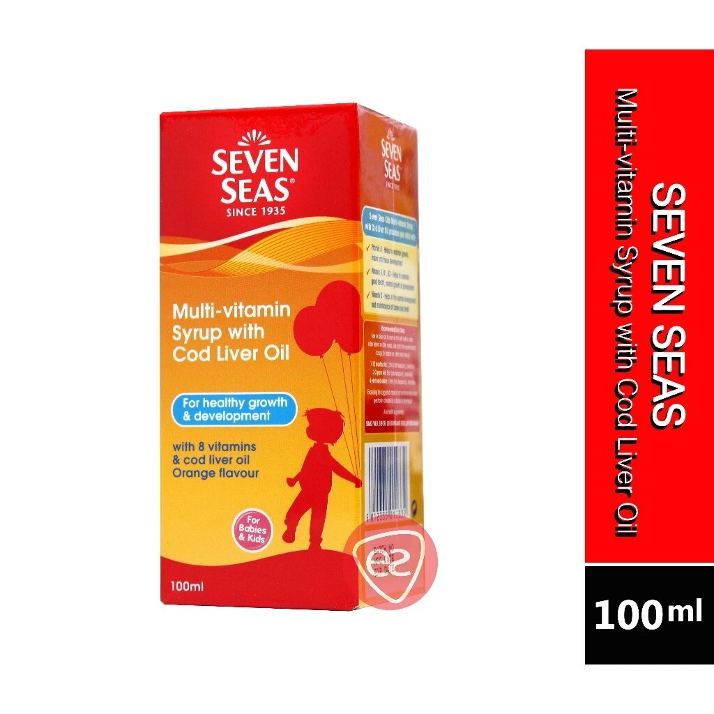 SEVEN SEAS Multivitamin Syrup Cod Liver Oil Children Orange 4 X 100ML
