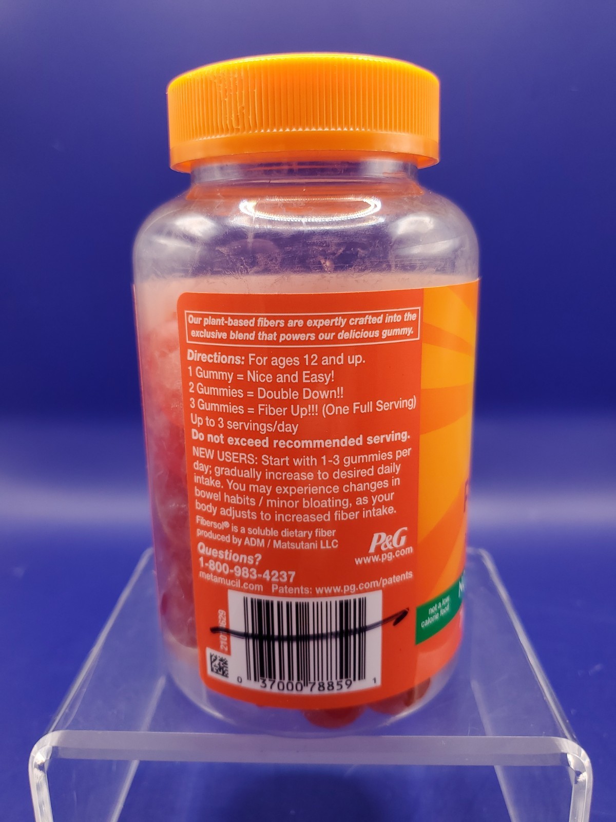 Meta Mucil Fiber Digestive Health No Sugar Orange 72Ct Gummies Exp 07/26