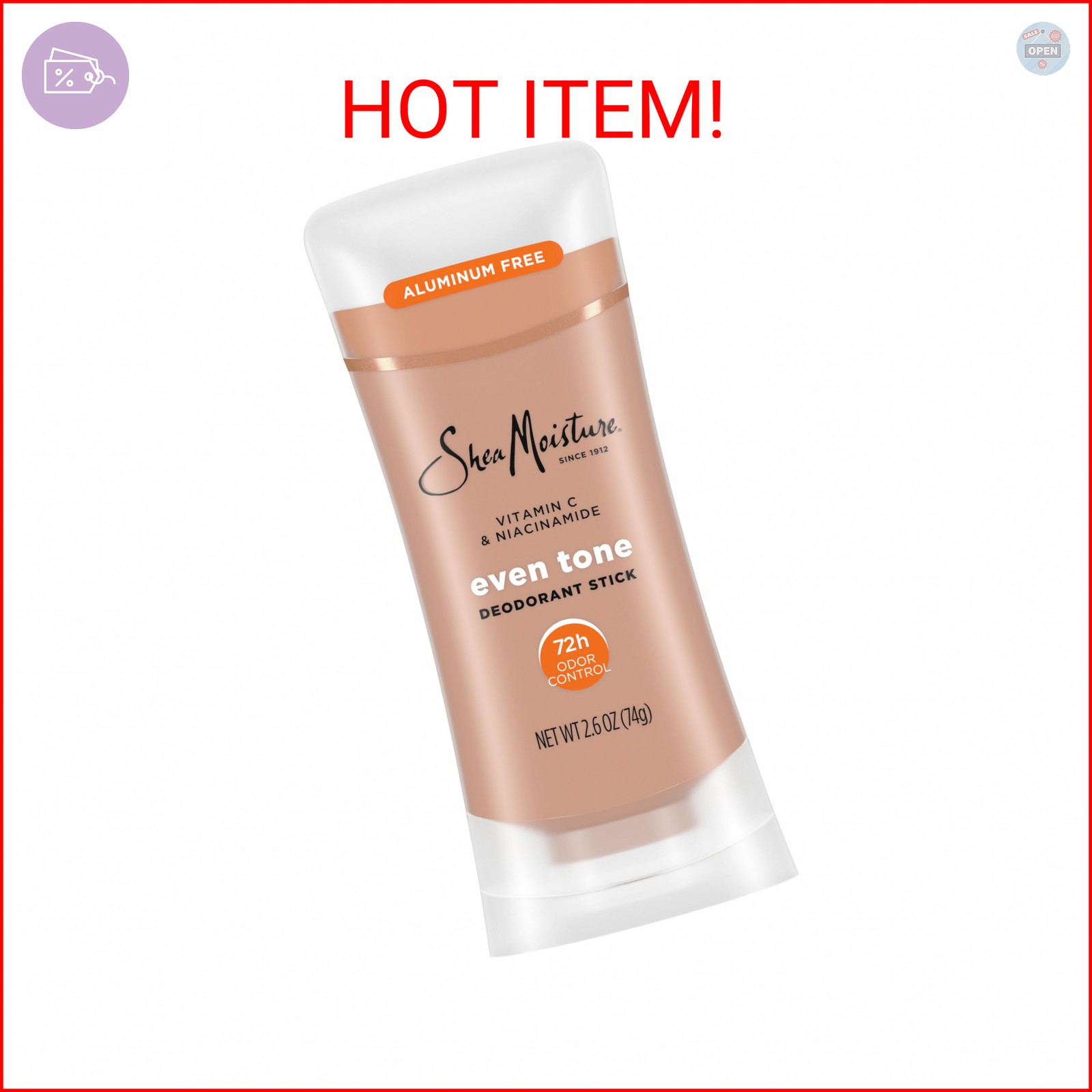 SheaMoisture Deodorant Stick for 72h Odor Control Fresh Aluminum Free 2.6 oz