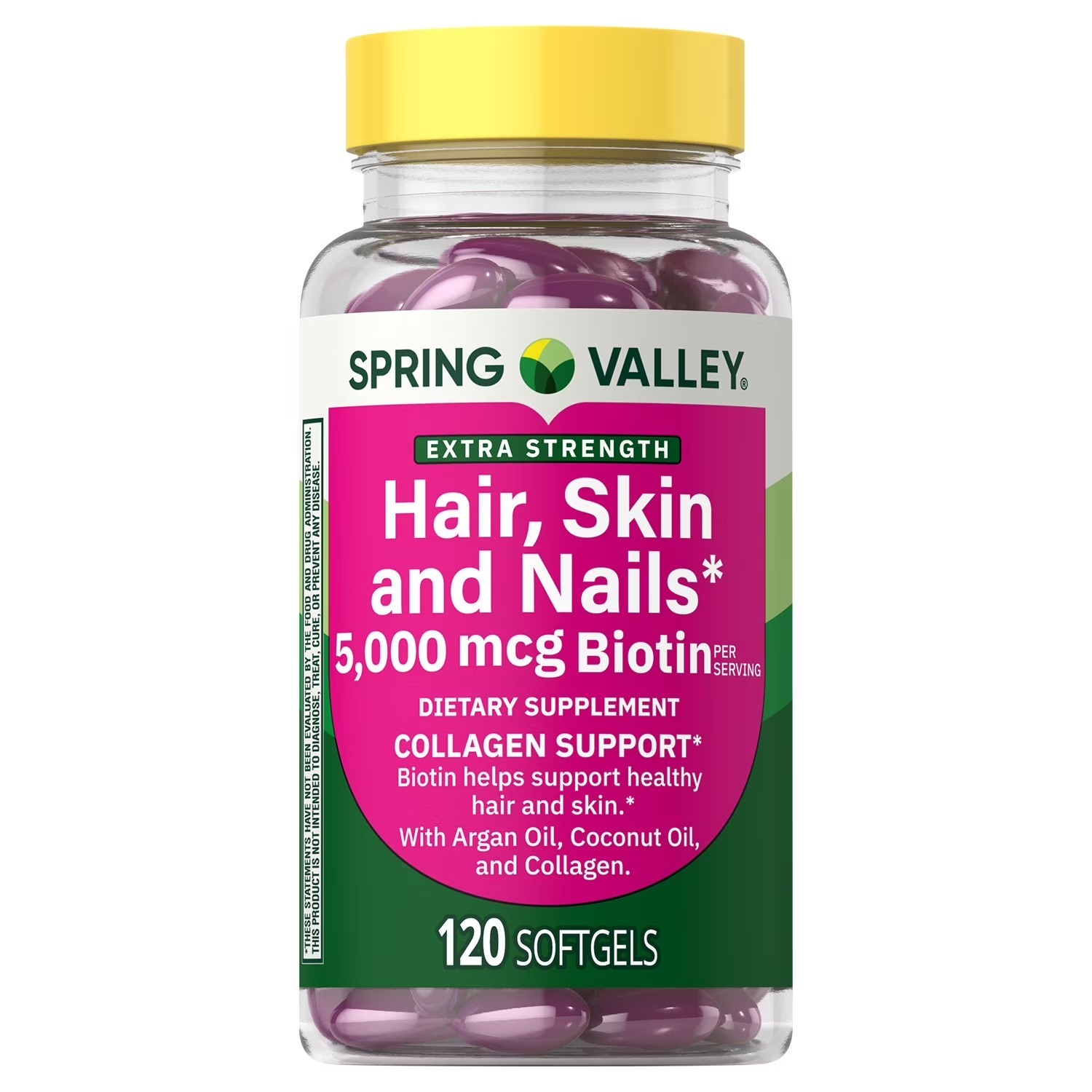 Spring Valley Biotin 5000 mcg, Hair Skin & Nails Support, 120 Softgels