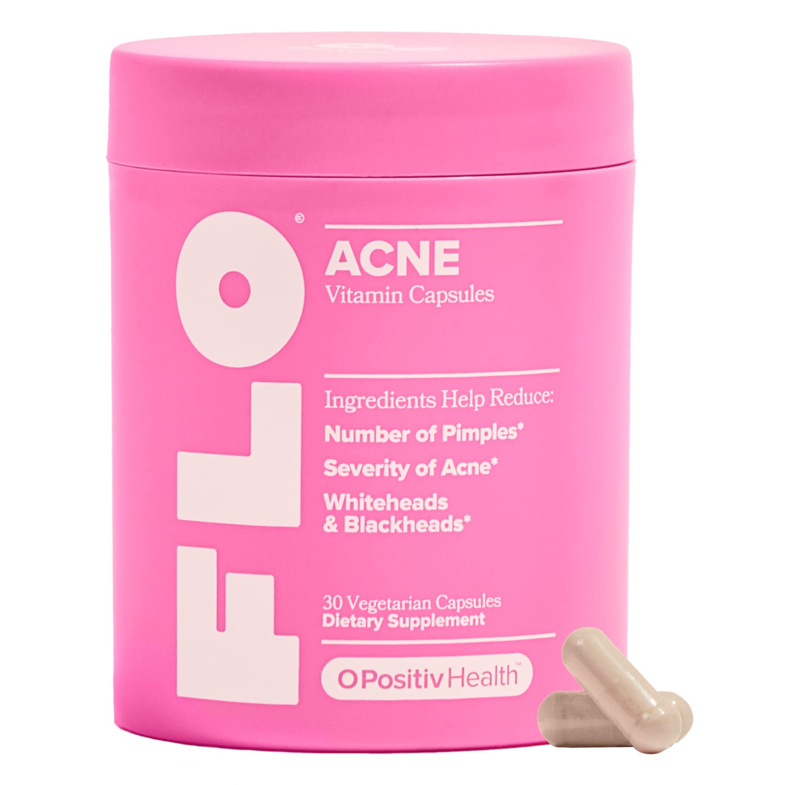 O Positiv FLO Acne Capsules – Reduce Number and Severity of Pimples, Whiteheads,