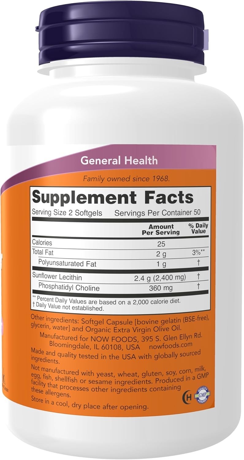 Supplements, Sunflower Lecithin 1200 Mg with Phosphatidyl Choline, 100 Softgels