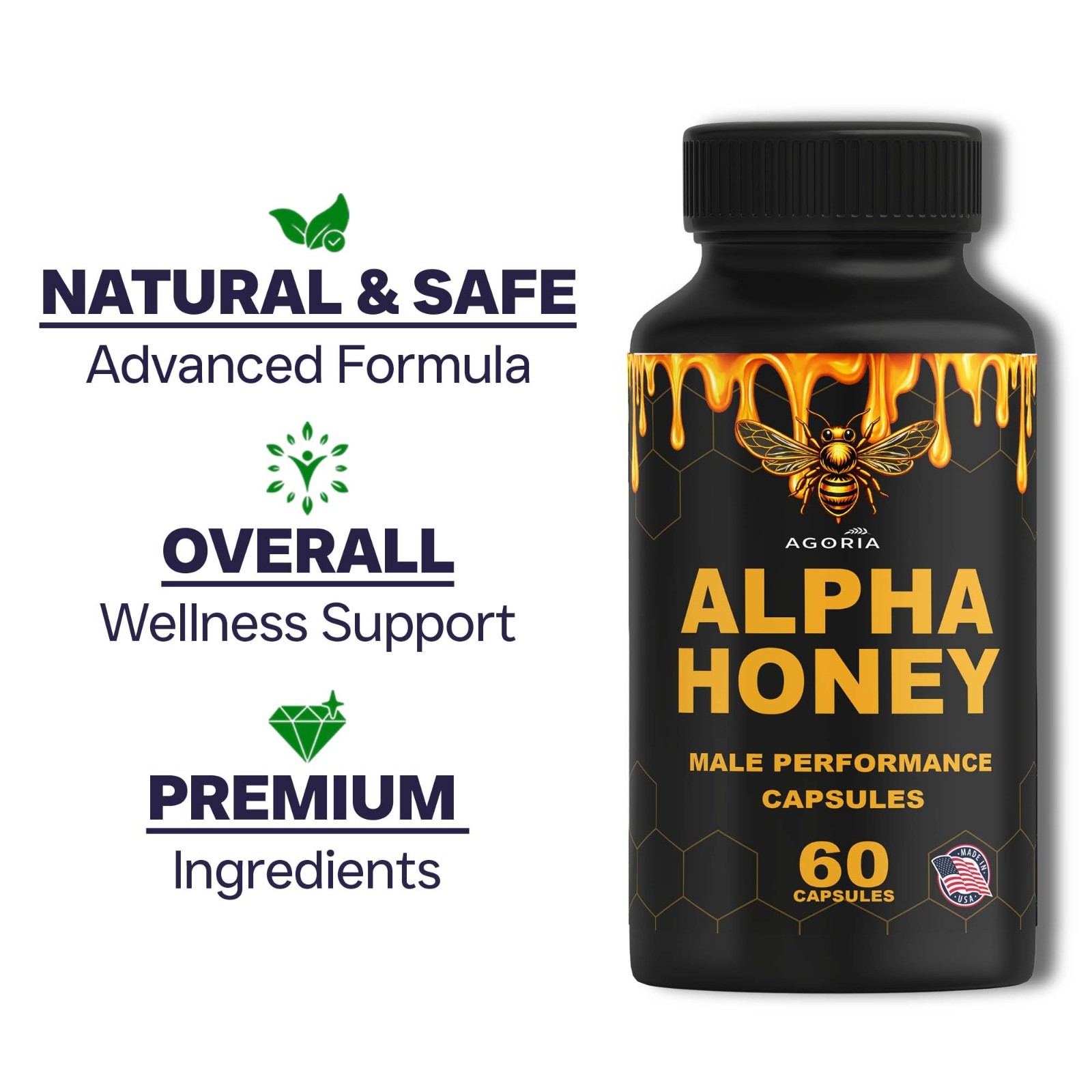 ( 1 Pack ) Alpha Honey Male Performance Capsules, AlphaHoney Capsules Supplement