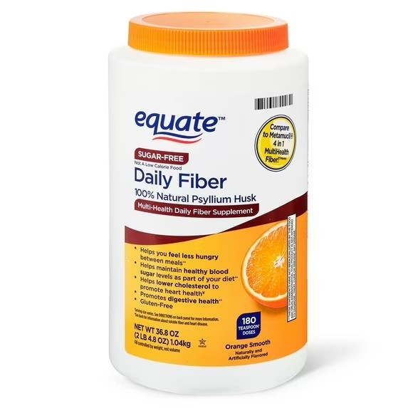Equate Sugar-Free Daily Fiber Powder, Orange Smooth, 36.8 Oz
