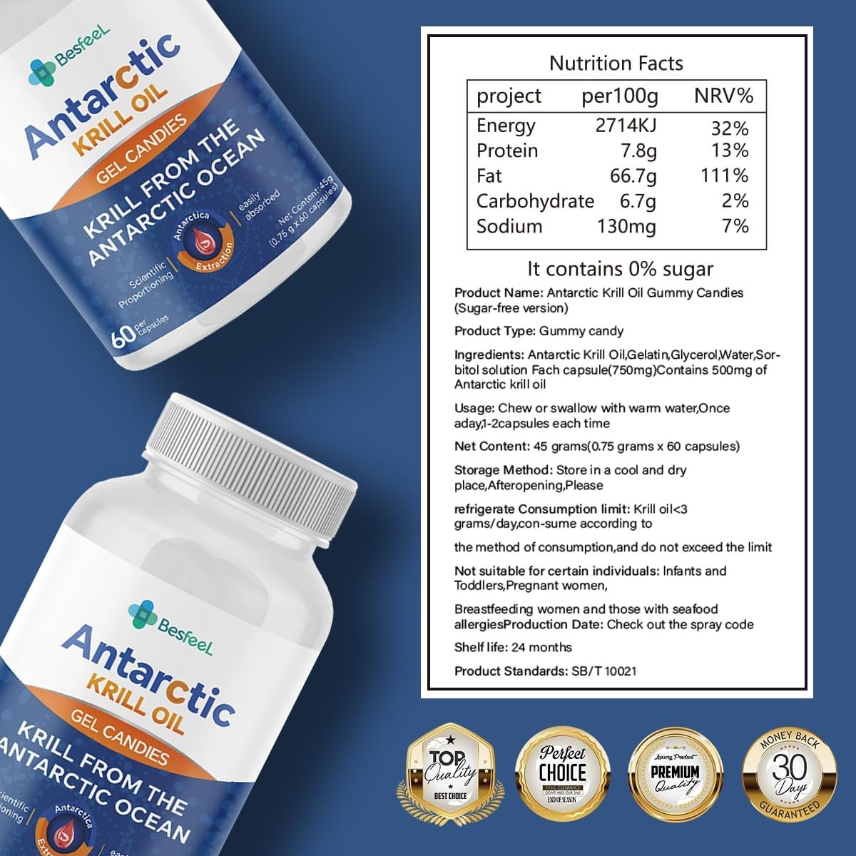 Value! Besfeel Krill Oil, 2026 Upgraded Antarctic Krill Oil 500 mg with Omega-3