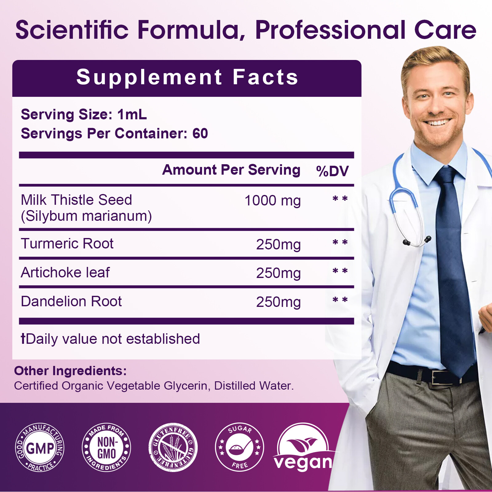 Milk Thistle Liquid Drops Silymarin 1000mg, Detox & Cleanse Liver Supplement