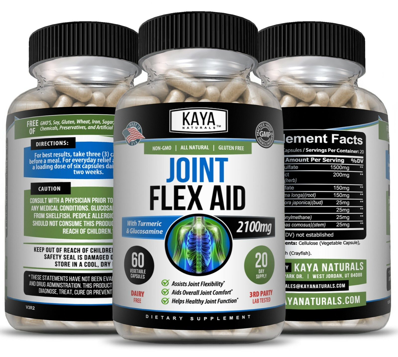 (2 Pack) Triple Strength Pain Relief, Joint Support Glucosamine, Turmeric, MSM