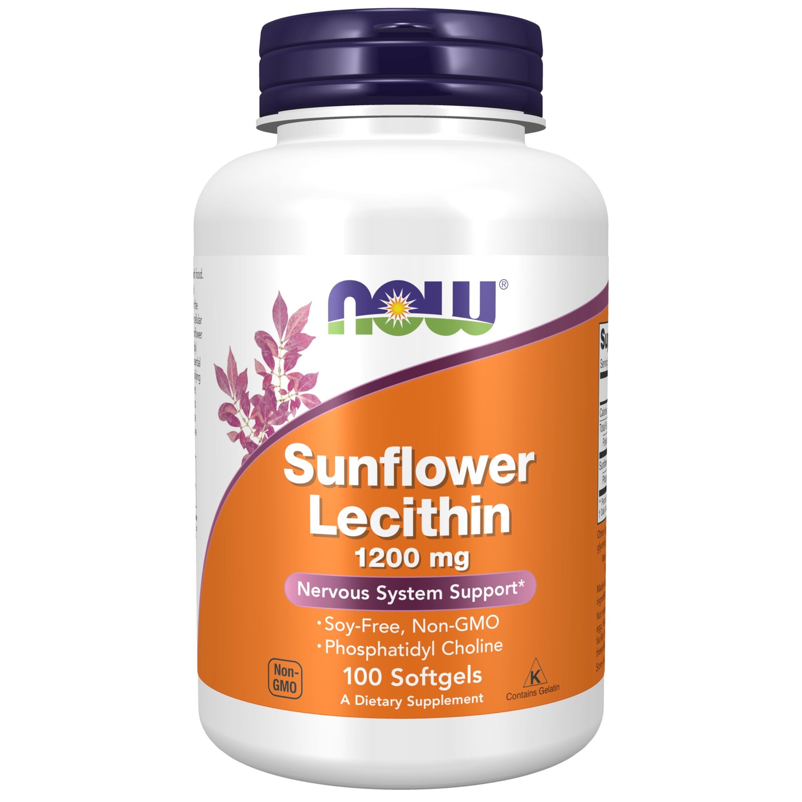 NOW FOODS Sunflower Lecithin 1200MG, 100 100 Count (Pack of 1), Multicolor
