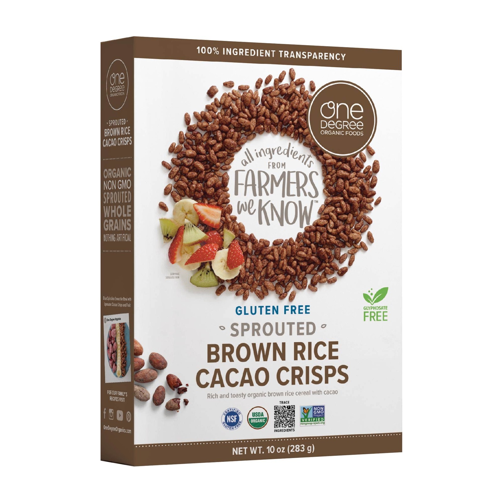 One Degree Organic Foods Sprouted Brown Rice Cacao 10 Ounce (Pack of 6)